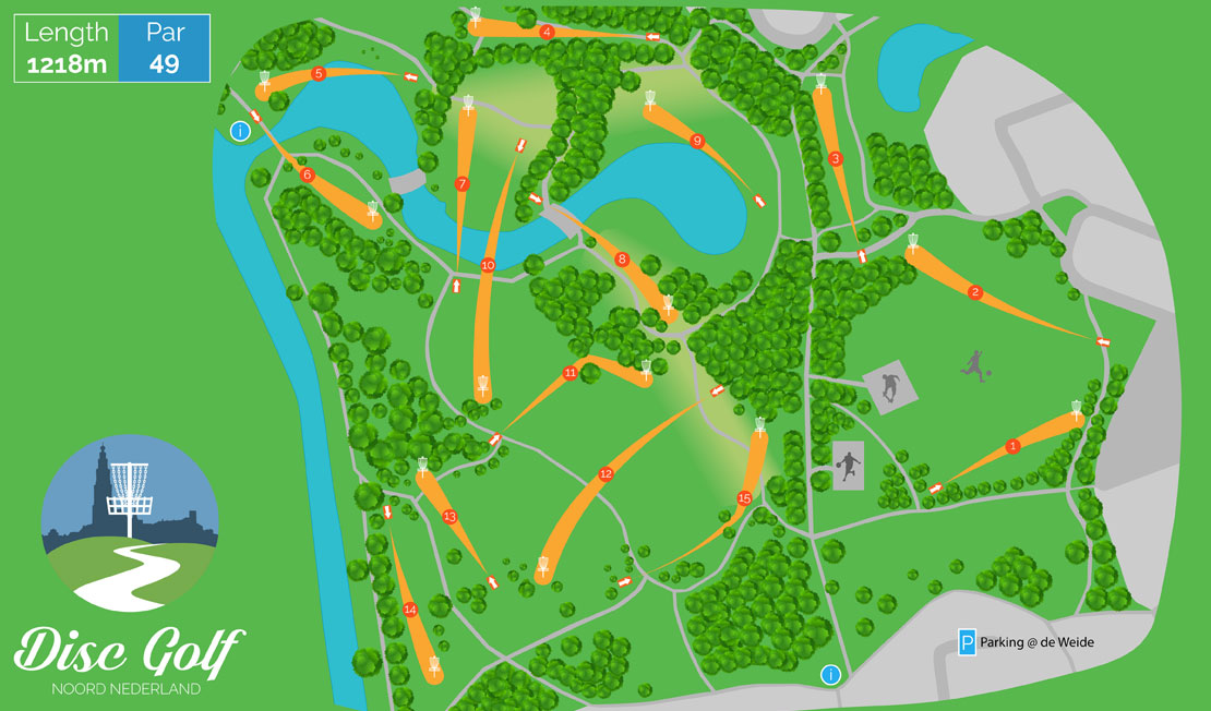 Kaart Disc Golf course Steenbergerpark Hoogeveen